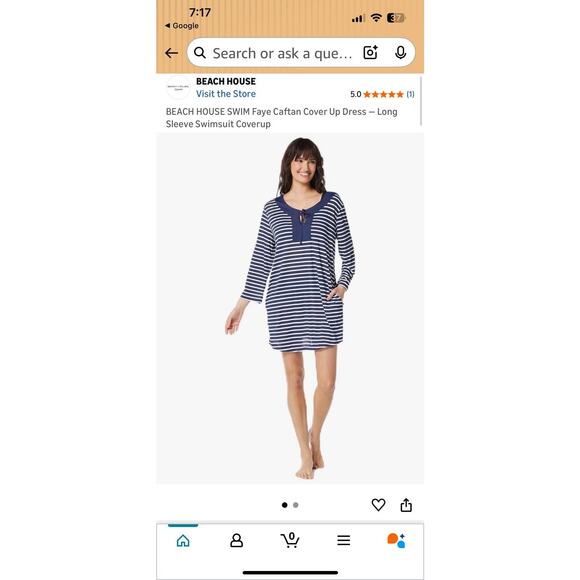 Beach House NWT Swim Admiral Cover Up Dress XL Blue/White UPF 50 - Picture 11 of 11